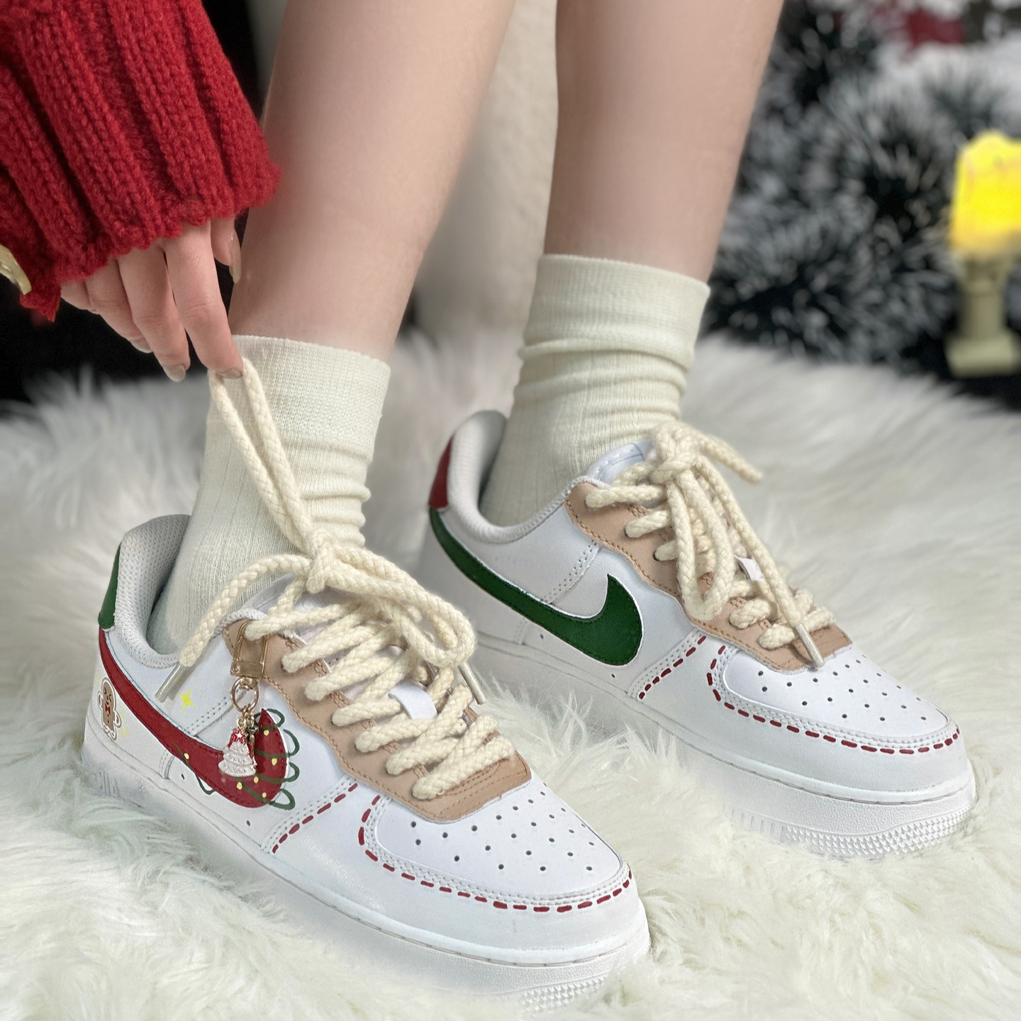 [Custom Christmas Gingerbread Girl] Nike Air Force 1 Skateboarding Shoes Women's