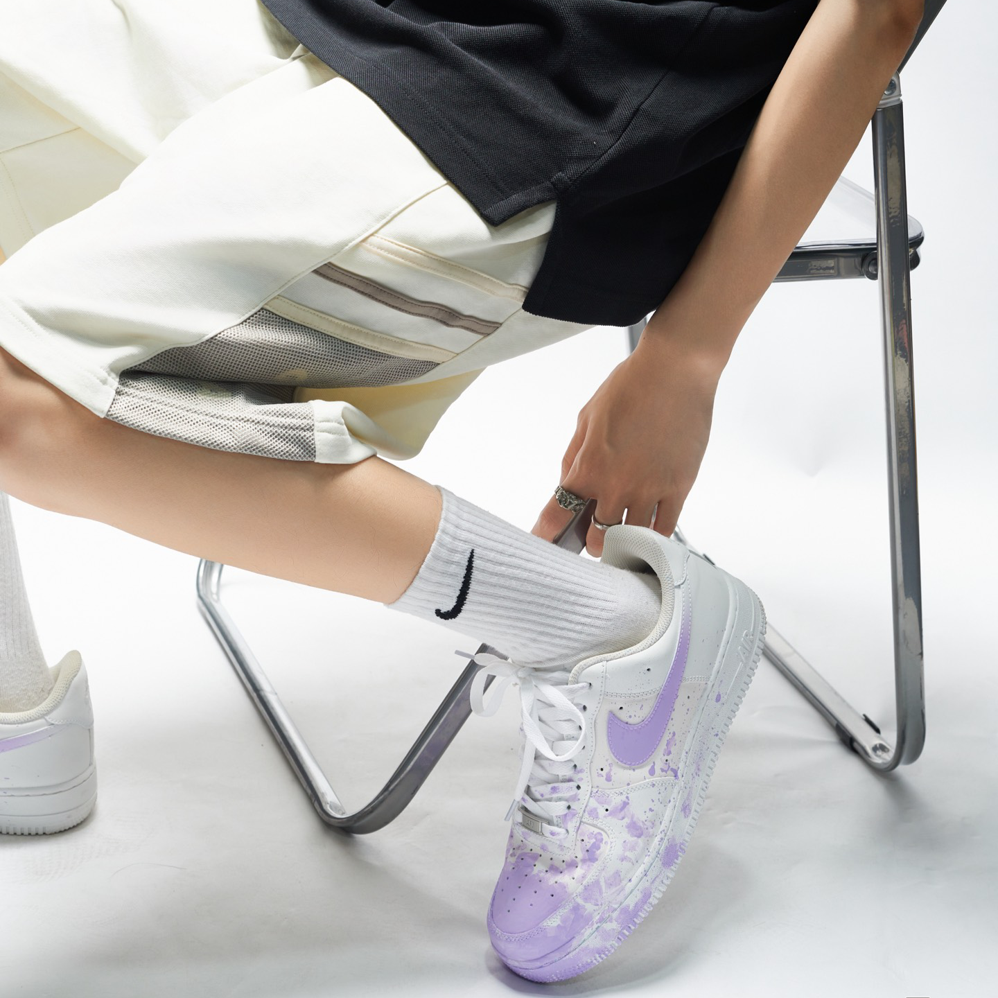 [Custom The S-BOX at the female tryst] Nike Air Force 1 Skateboard Shoes Women's Mid-Top Purple