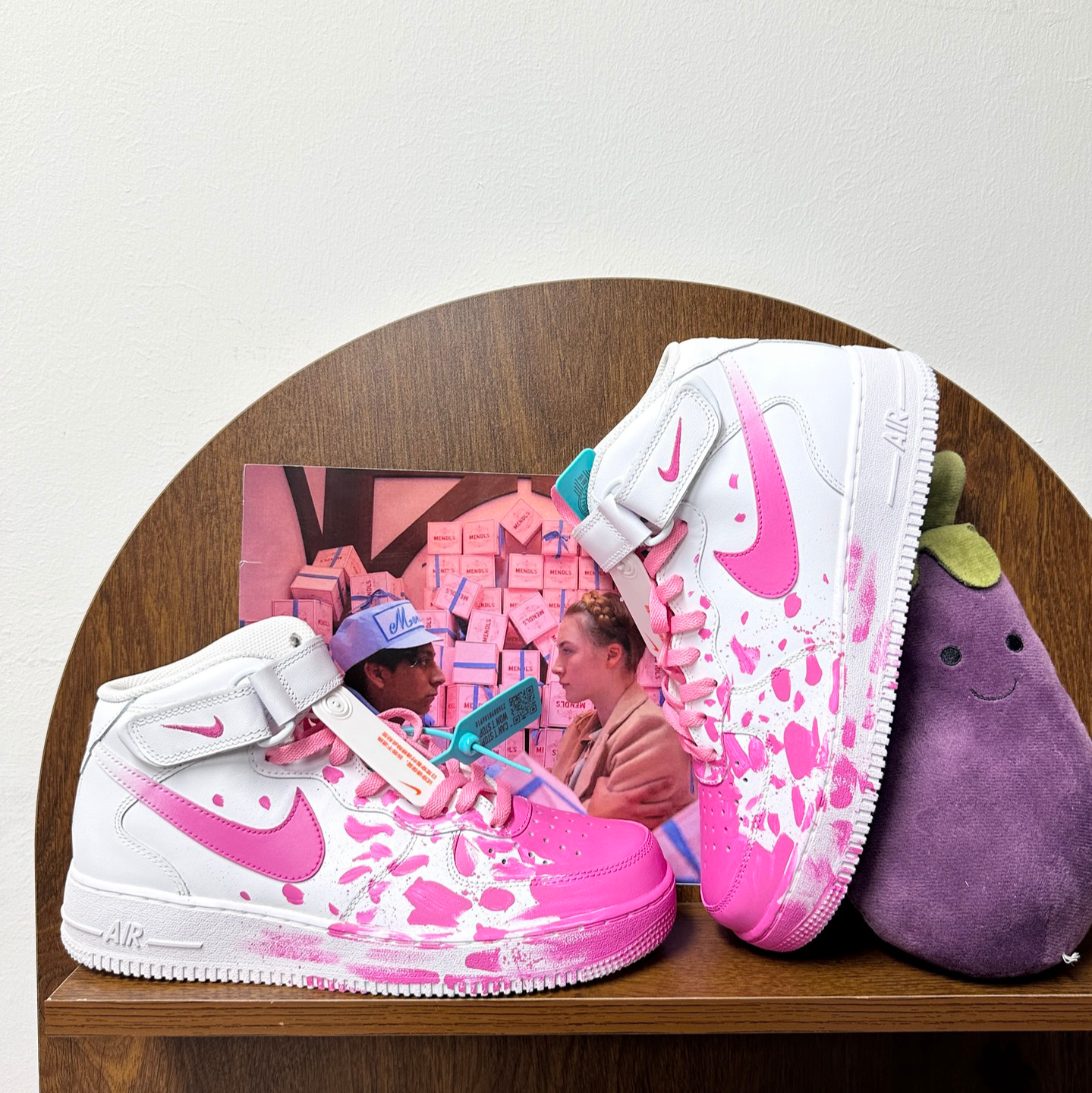 [Custom The female thief's heart was captured at the scene]  Air Force 1 Skateboard Shoes Women's Mid-Top Pink