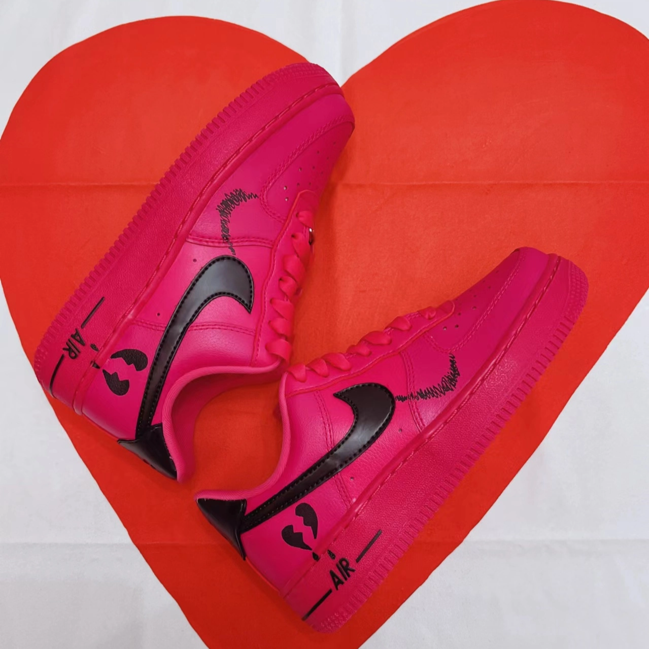 [Custom Rose pink double-hook]  Air Force 1 Skateboarding Shoes Women's