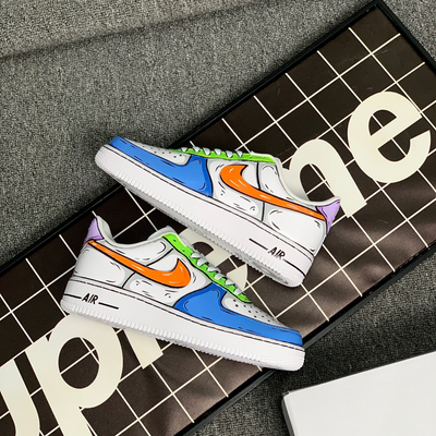 [Custom 2D blue Green Purple]  Air Force 1 Skateboarding Shoes Women's