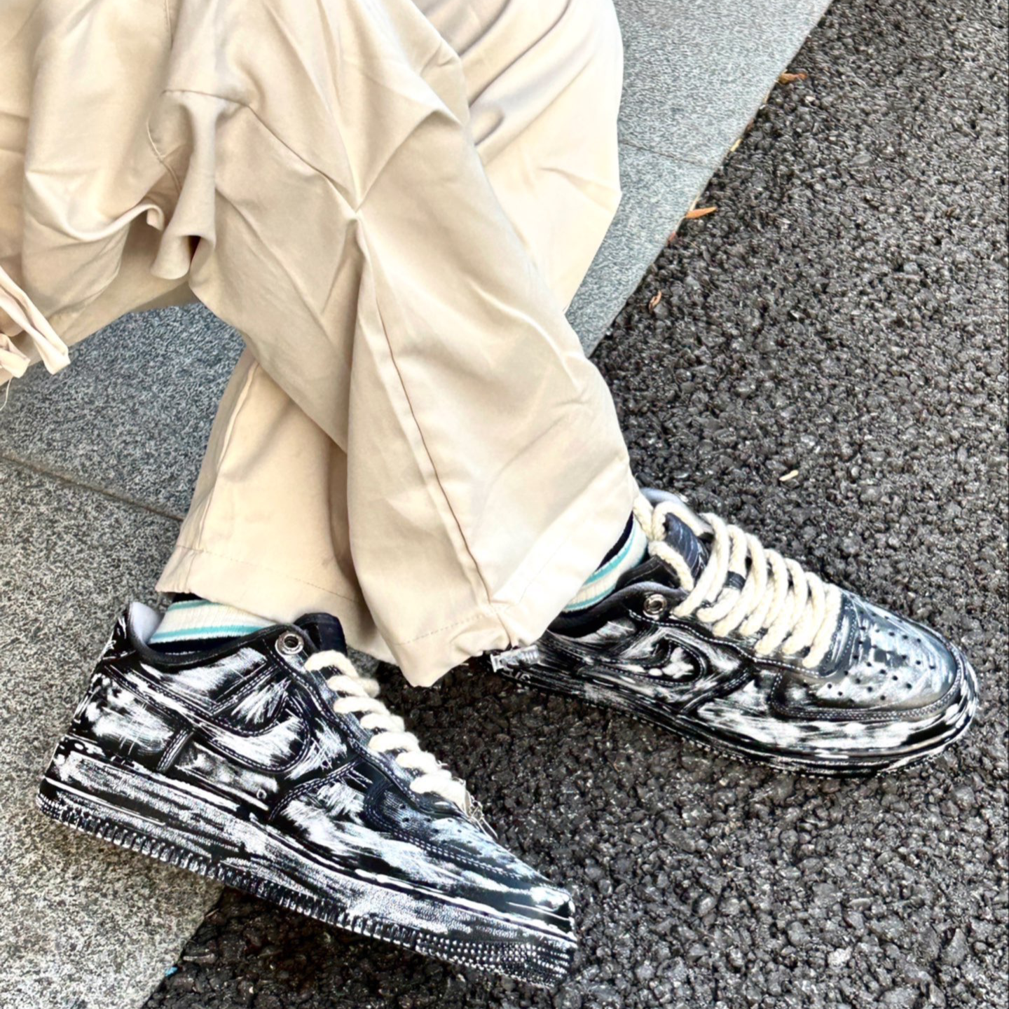[Custom Silent film]  Air Force 1 Skateboarding Shoes Men Low-top White