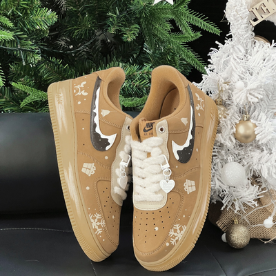 [Custom Christmas Wheat Air Force]  Air Force 1 Skateboarding Shoes Unisex