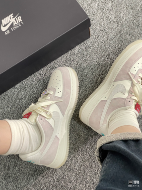 [Custom Wish Fireworks]  Air Force 1 Skateboarding Shoes Unisex Low-top Pink/white