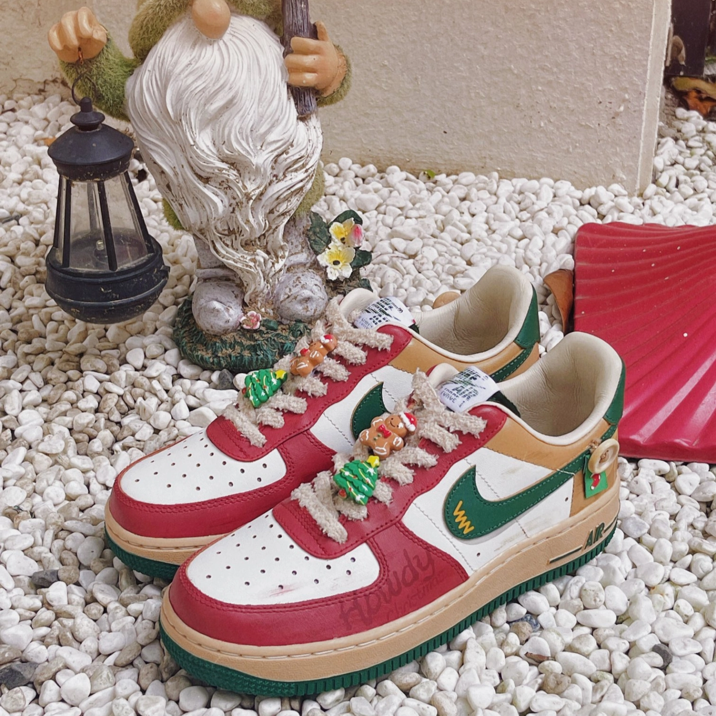 [Custom Cartoon Christmas]  Air Force 1 Skateboard Shoes Women's Low-Top Green