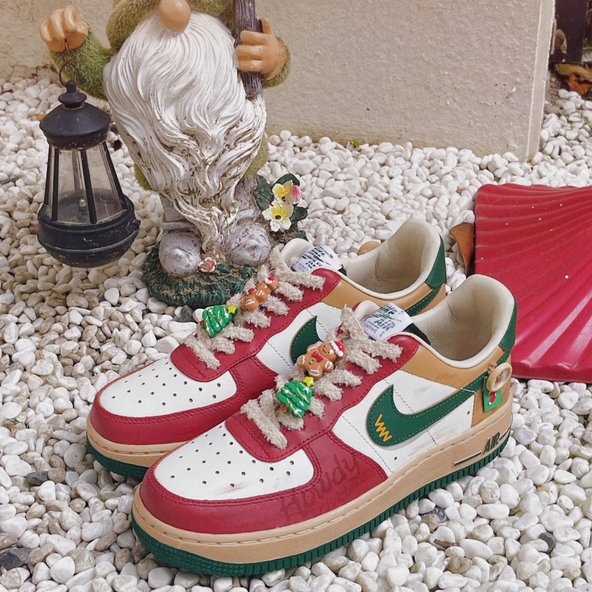 [Custom Cartoon Christmas]  Air Force 1 Skateboard Shoes Women's Low-Top Green