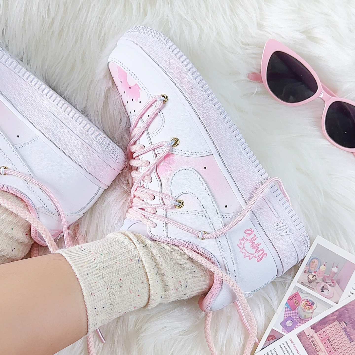 [Custom Summer Sparkling Water] Nike Air Force 1 Skateboarding Shoes Women's