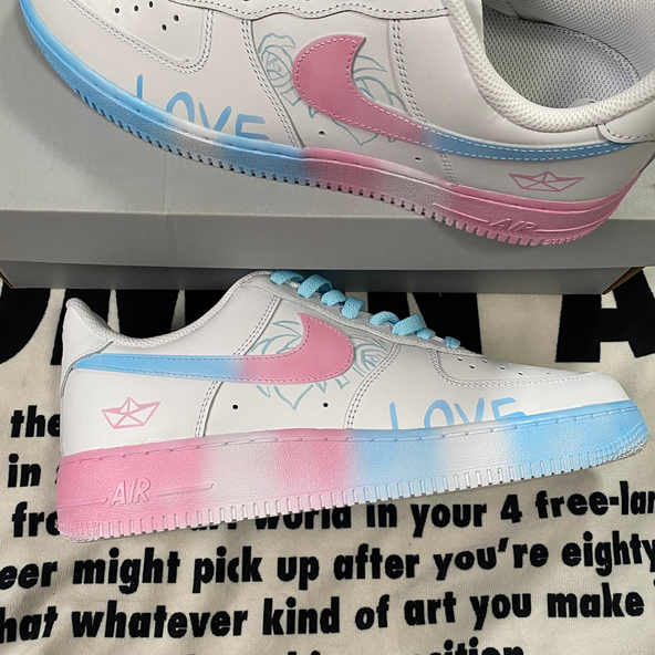 [Custom Cotton Candy Ocean]  Air Force 1 Skateboarding Shoes Women's