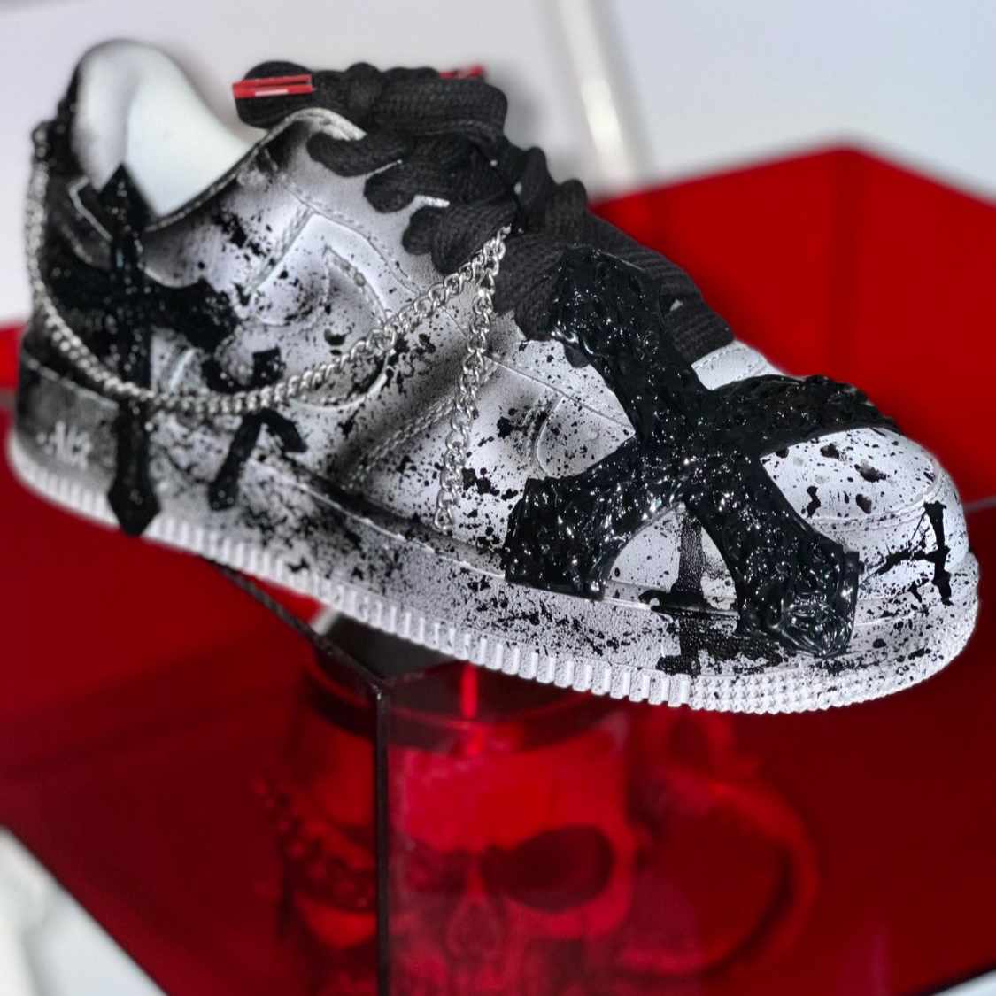 [Custom Women's cross in black and grey] Nike Air Force 1 Skateboarding Shoes Women's