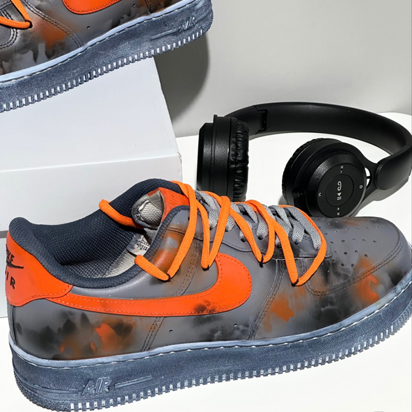 [Custom Female battle damage]  Air Force 1 Skateboarding Shoes Women's Low-top Black