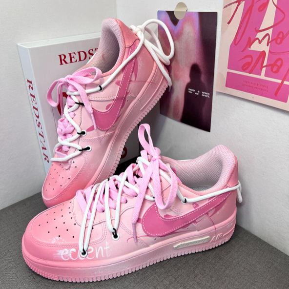 [Custom Pink rhythm]  Air Force 1 Skateboarding Shoes Women's