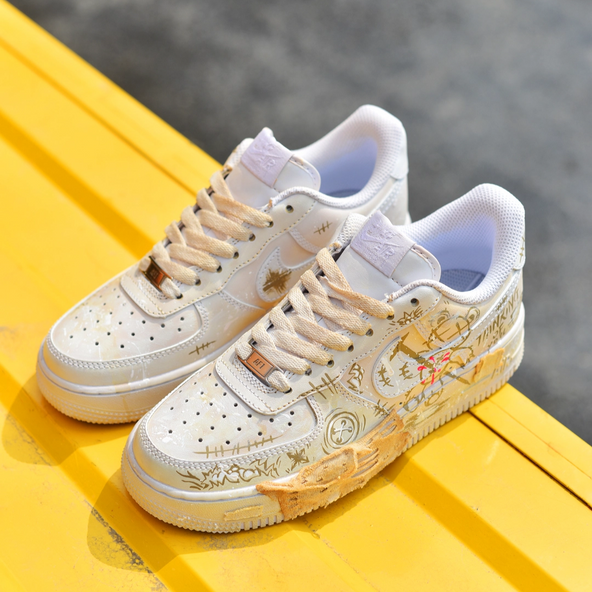 [Custom Lost Stuffed Bear In Desert Color]  Air Force 1 Skateboarding Shoes  Unisex
