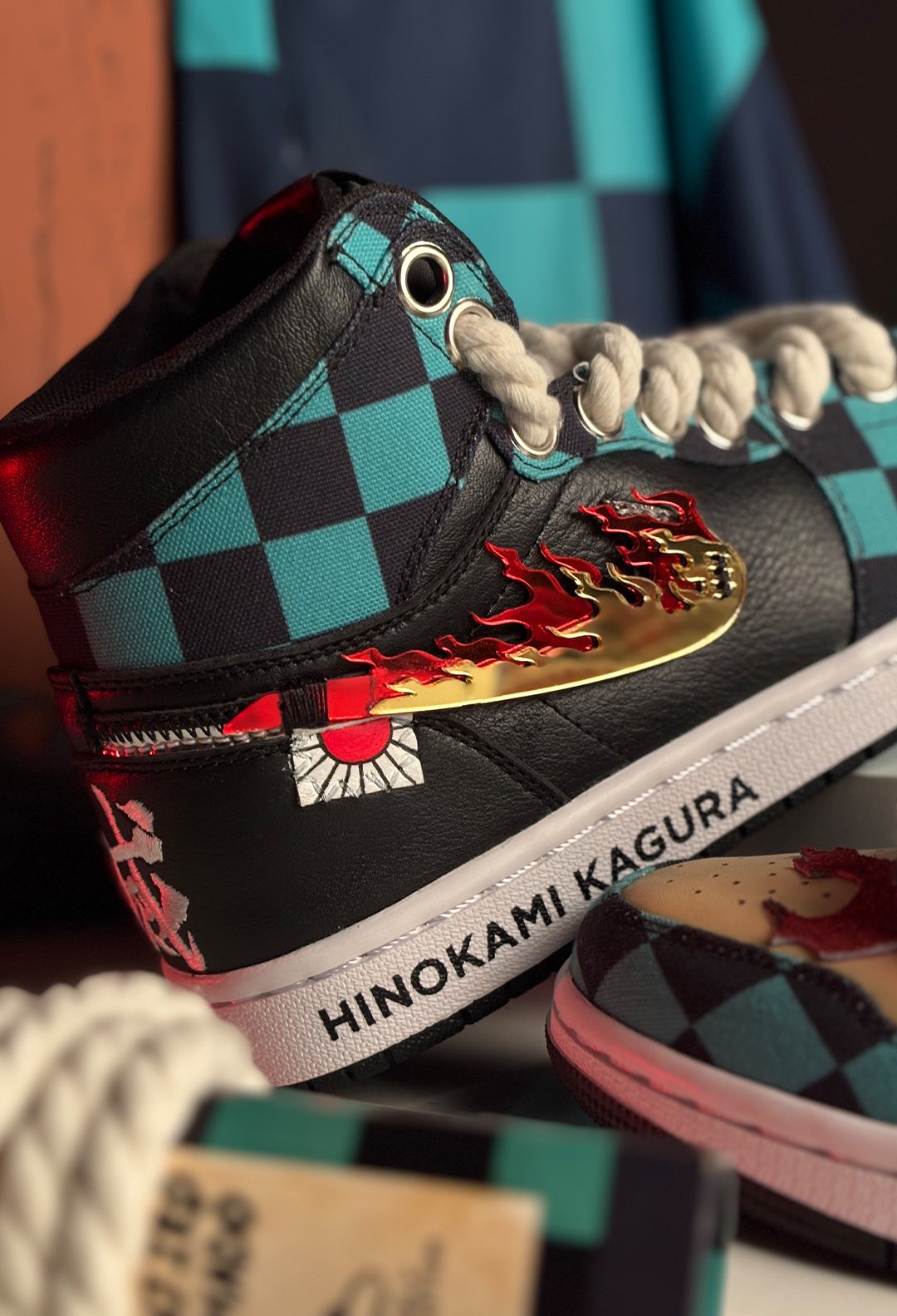 [Custom Demon Slayer - Tanjiro] Air Jordan 1 High Top Unisex Skateboarding Shoes Green/Black