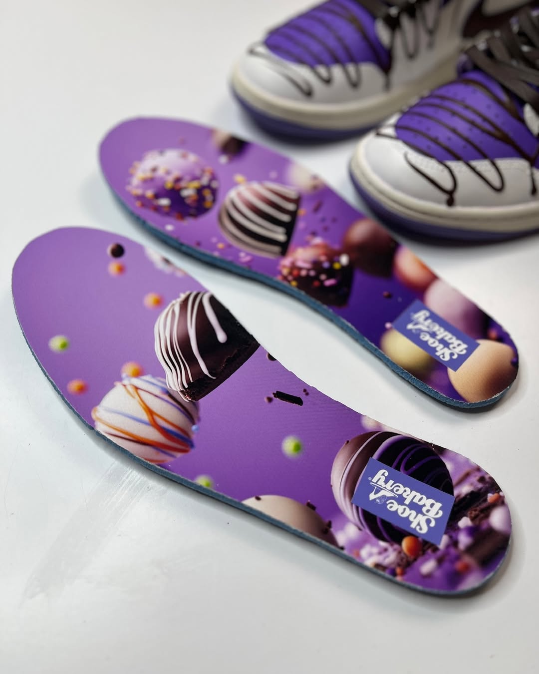 [Custom Taro Chocolate Ice Cream] Air Jordan 1 High Top Unisex Skateboarding Shoes Purple