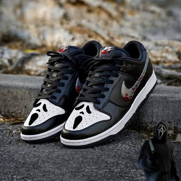 [Custom Ghost Face] Dunk Skateboarding Shoes Unisex Low-top Black