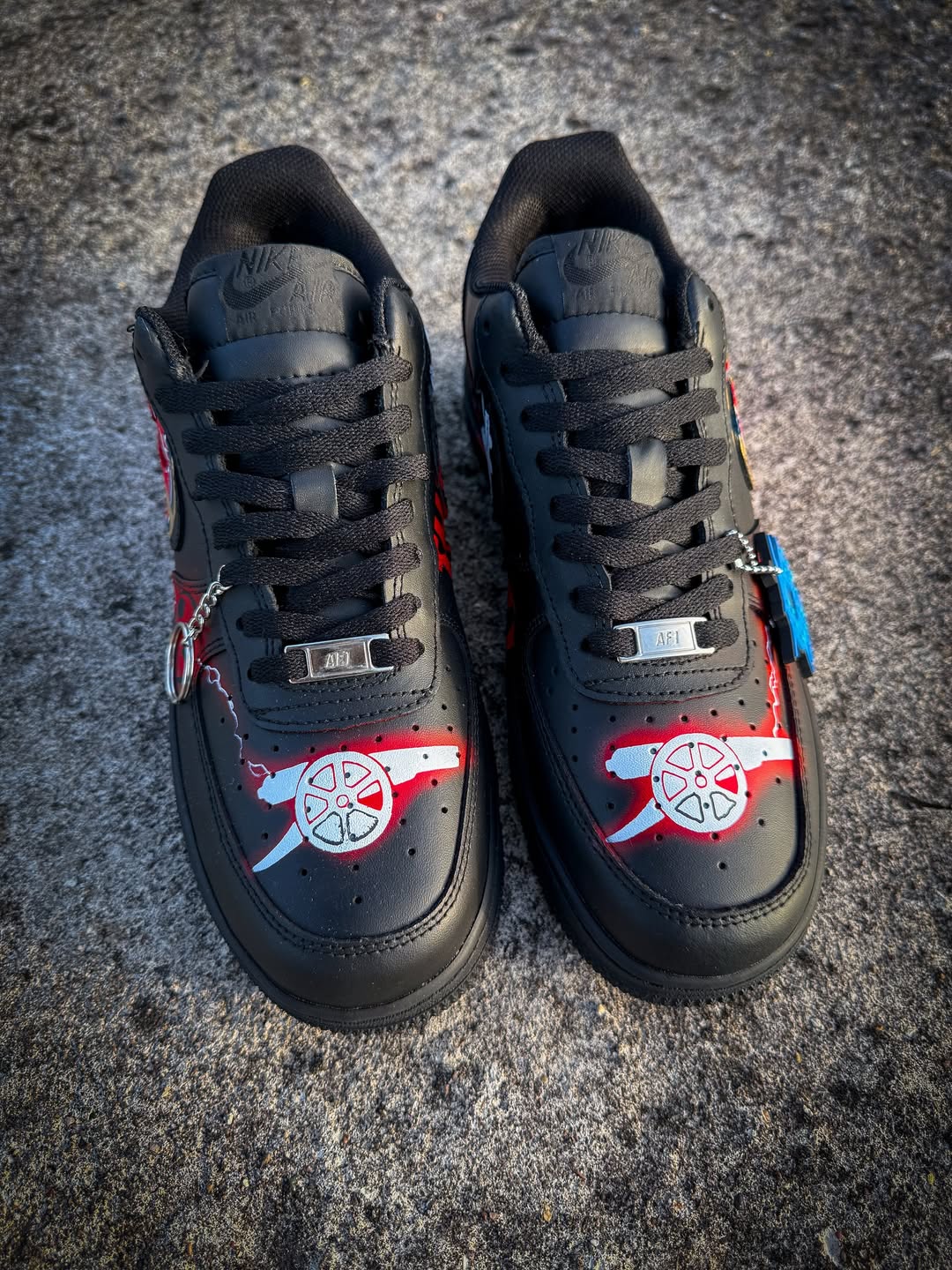 [Customized Hand-painted Arsenal] Air Force 1 Low-top Shoes Unisex Black/Red