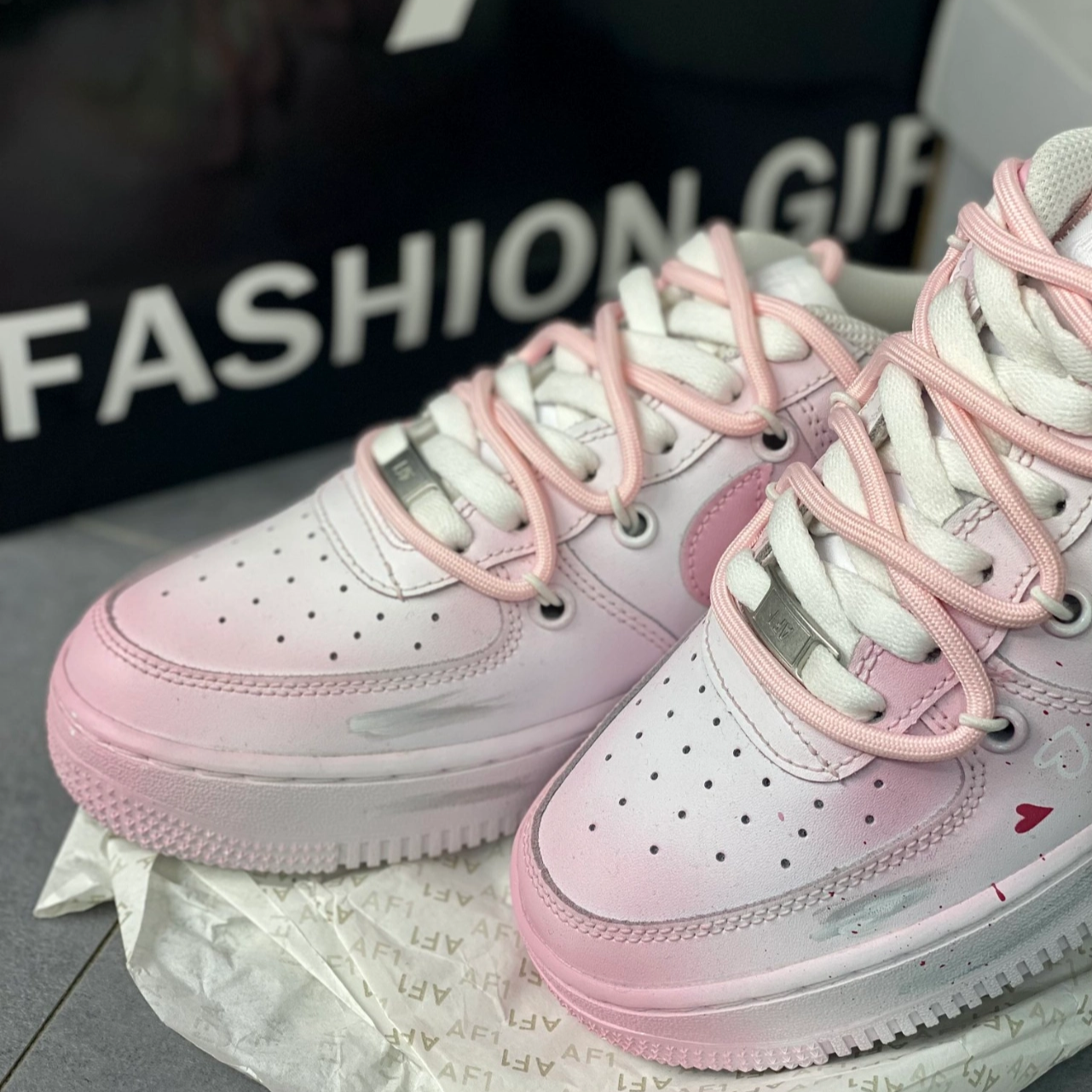 [Custom Pink Lover] Nike Air Force 1 Skateboard Shoes White/Pink