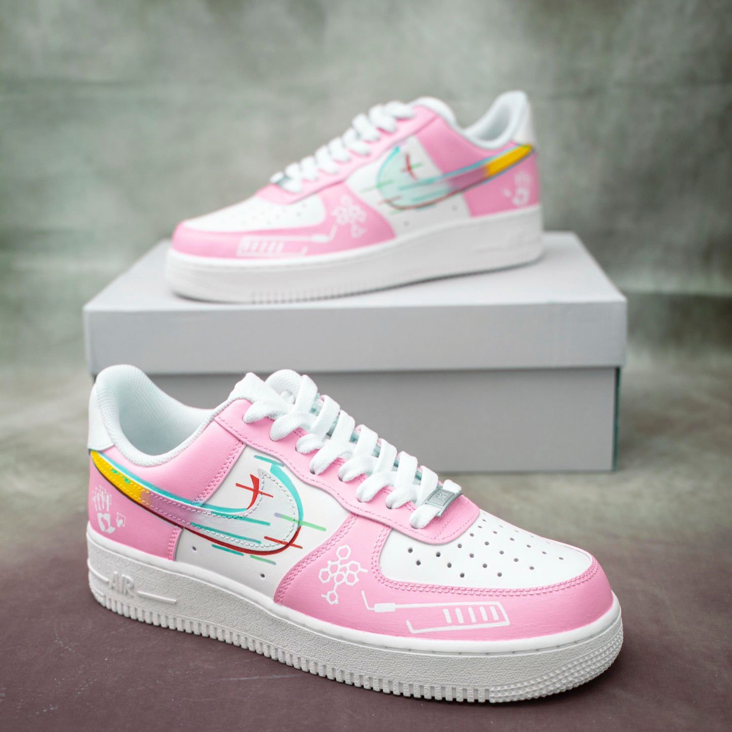 [Custom Avalanche Berry]  Air Force 1 Skateboarding Shoes Men Low-top Pink/white
