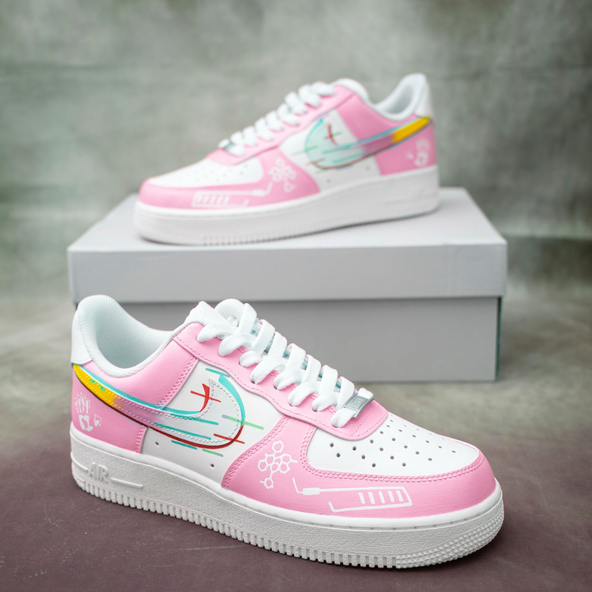 [Custom Avalanche Berry]  Air Force 1 Skateboarding Shoes Men Low-top Pink/white