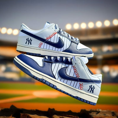 [Custom New York Yankees] Dunk Skateboarding Shoes Unisex Low-top Blue/White