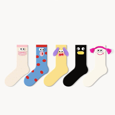 Funny Ghost Face - Fun Socks Women's Mid-Calf Socks Spring And Fall Cute Boneless Stockings 5 Pairs (Size 35-42)