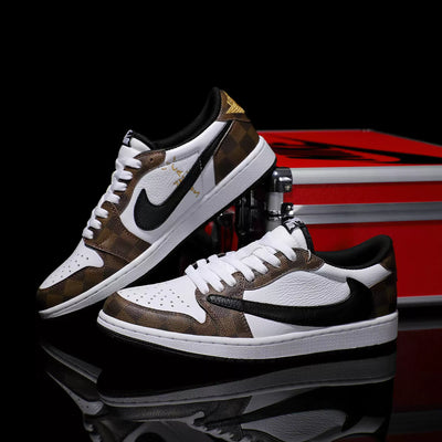 [Custom Checkered Pattern, Genuine Cowhide Leather] Air Jordan Low - Top Skateboarding Shoes Unisex