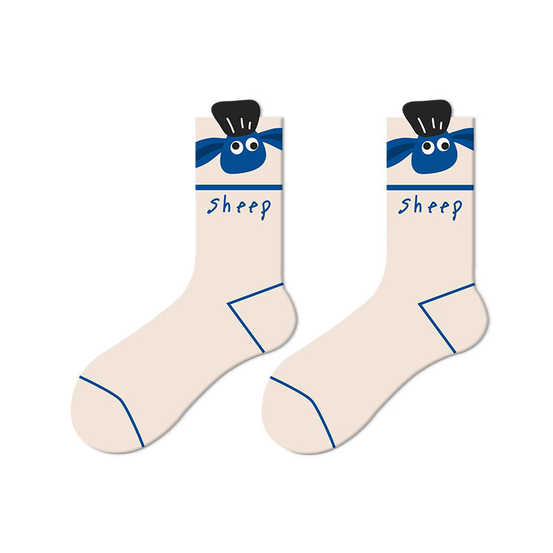 Therapeutic Cute Pet - Anti-Slip Socks, Unisex Breathable Mid-Crew Socks for Men & Women, Trendy Couple Matching Pairs, Moisture-Wicking Casual Wear 5 Pairs  (Spring/Fall)