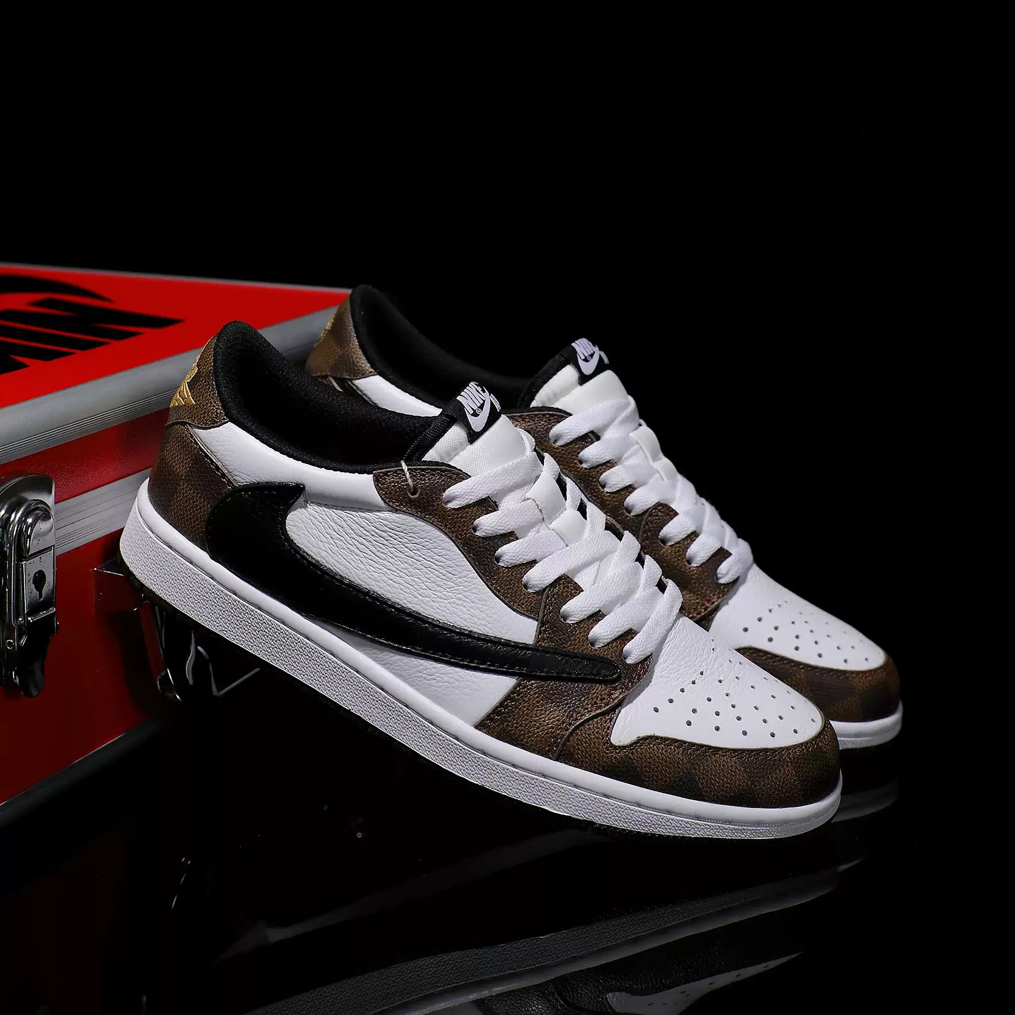 [Custom Checkered Pattern, Genuine Cowhide Leather] Air Jordan Low - Top Skateboarding Shoes Unisex