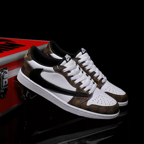 [Custom Checkered Pattern, Genuine Cowhide Leather] Air Jordan Low - Top Skateboarding Shoes Unisex