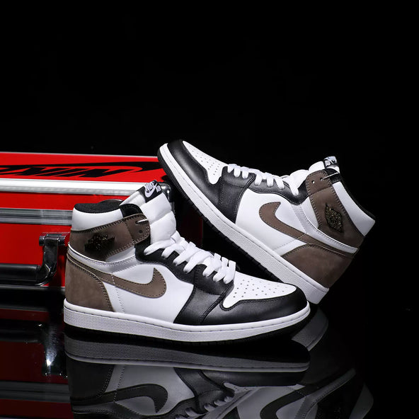 [Custom Mocha - Calfskin Leather] Air Jordan High - Top Skateboarding Shoes Unisex