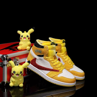 [Custom Pikachu Full Diamond] Air Jordan High - Top Skateboarding Shoes Unisex