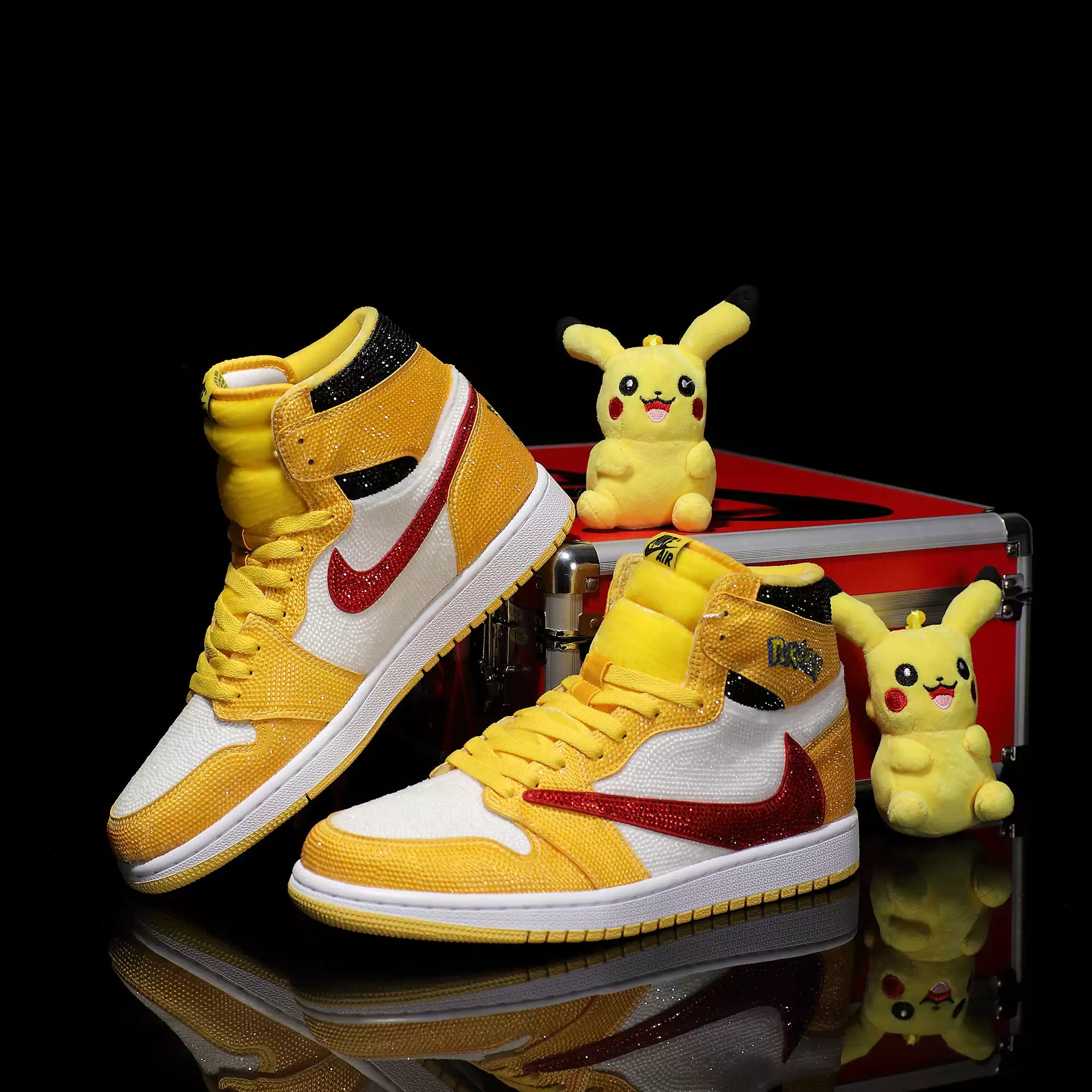 [Custom Pikachu Full Diamond] Air Jordan High - Top Skateboarding Shoes Unisex