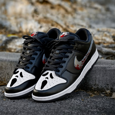[Custom Ghost Face] Dunk Skateboarding Shoes Unisex Low-top Black
