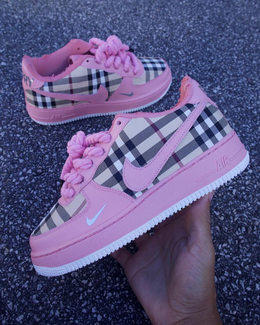 [Customized Tahitian] Air Force 1 Shoes Unisex Hand Painted Pink/White/Red/Blue