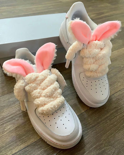 [Customized Plush Bunny Ears] Air Force 1 Low-Top Shoes Unisex