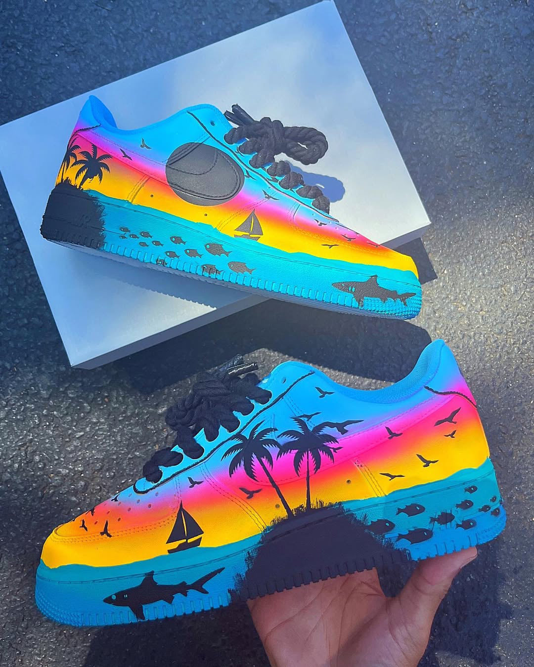 [Customized Coast] Air Force 1 Low-Top Shoes Unisex Gradient Color Hand-Painted
