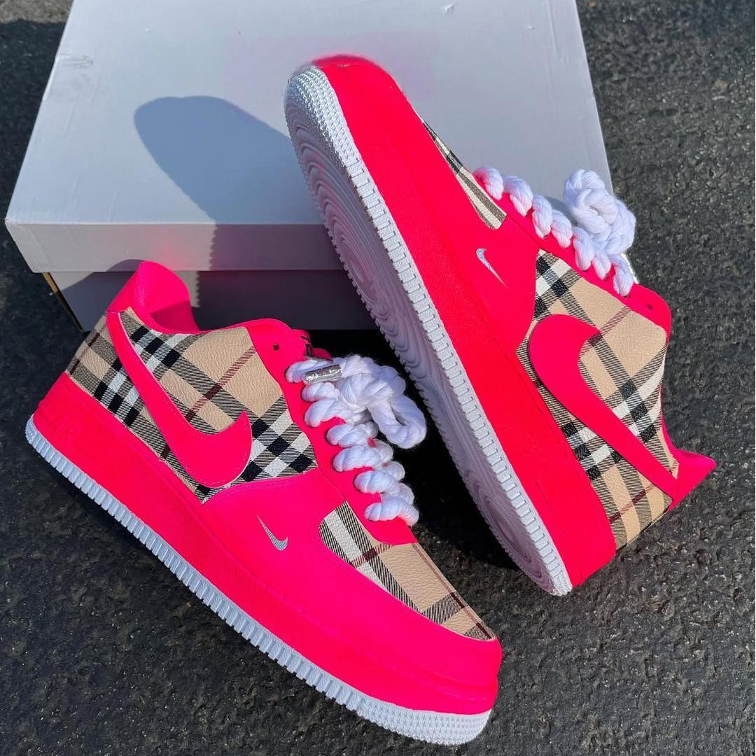 [Customized Tahitian] Air Force 1 Shoes Unisex Hand Painted Pink/White/Red/Blue