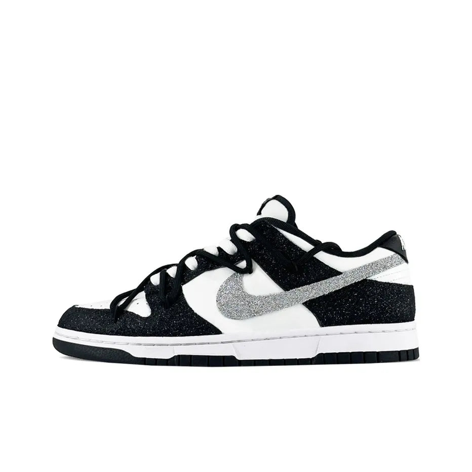 [Customized Full Sky Stars, Full Diamonds] Dun Low-top Shoes Unisex Blcak With Diamond Decoration