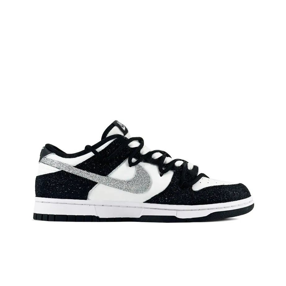 [Customized Full Sky Stars, Full Diamonds] Dun Low-top Shoes Unisex Blcak With Diamond Decoration