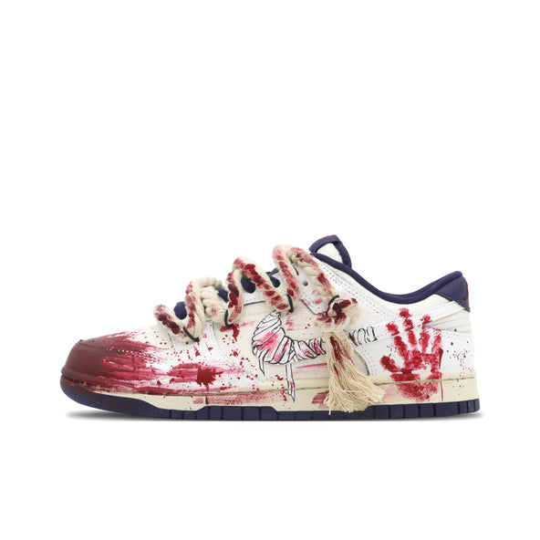 [Custom Blood-red Mummy] Dunk Skateboarding Shoes Unisex Red/White