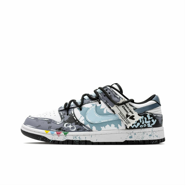 [Custom Blue Star Field] Dunk Hand Painted Graffiti Ink Splash Craft Skateboarding Shoes Unisex