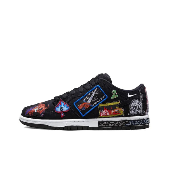 [Custom Night Parade of a Hundred Demons] Dunk Skateboarding Shoes Unisex Black/Cartoon Embroidery