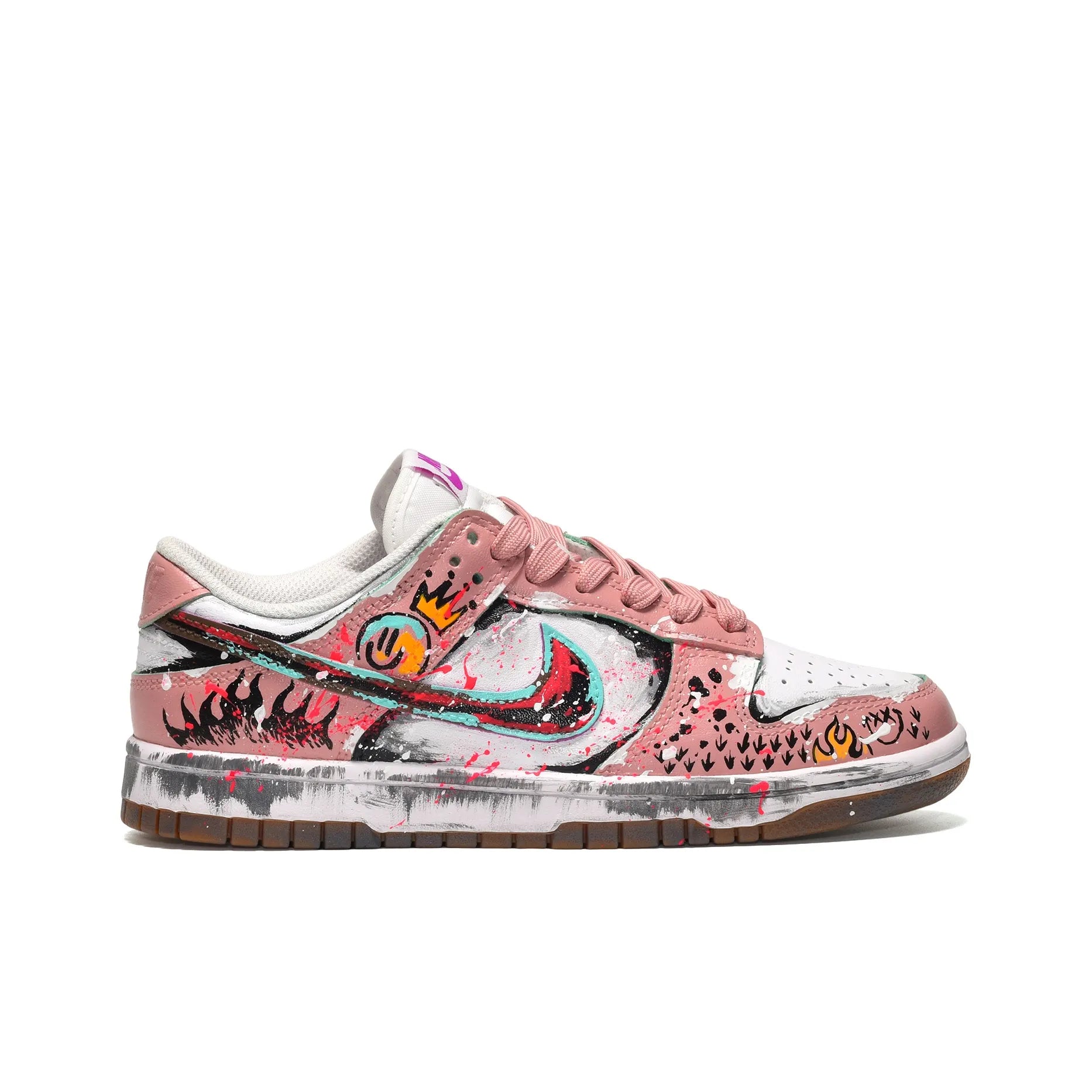 Crown Smiley Face - Custom Dunk Low Skateboarding  Shoes Women's