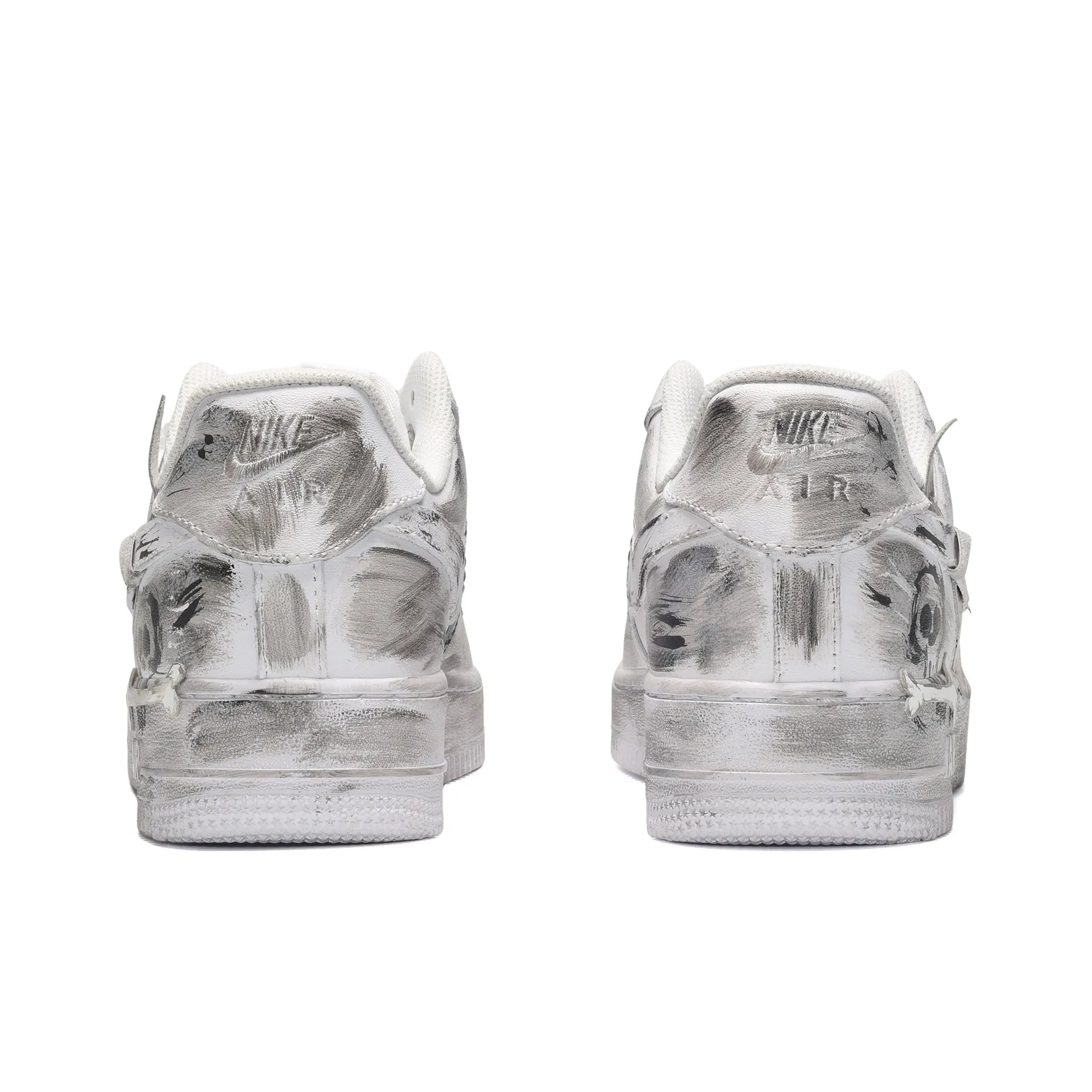 [Customized Snakeskin Pattern/Skull] Air Force 1 Low-top Shoes Unisex Grafiti Grey/White