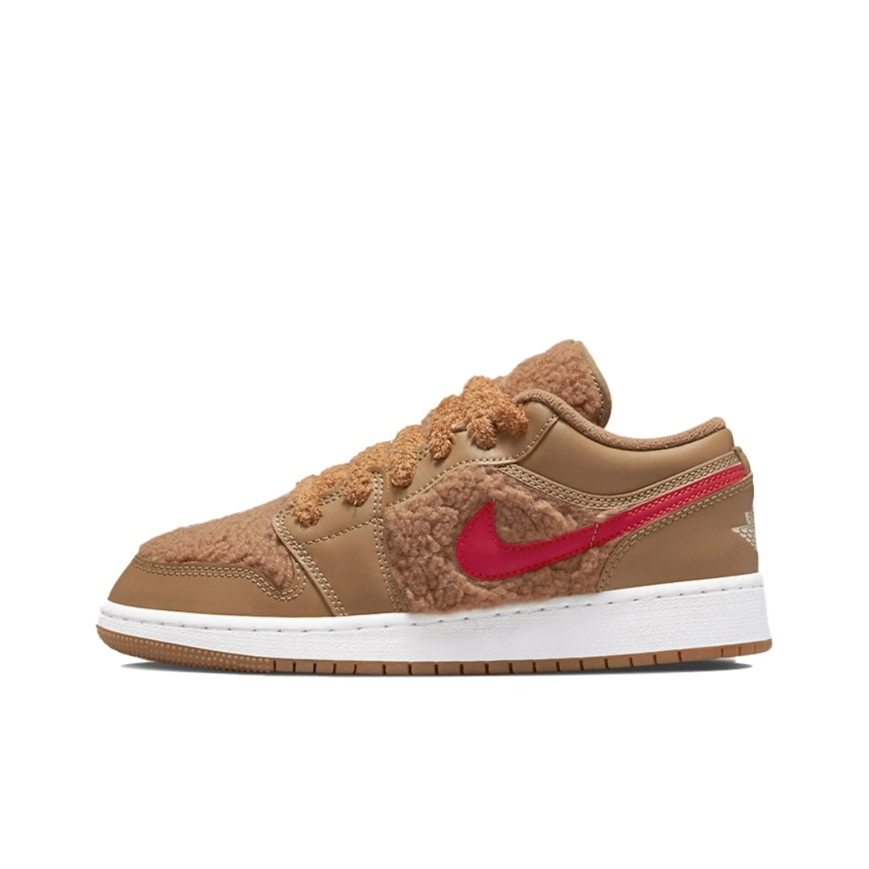 [Custom Warm Winter - Gingerbread Man and Little Bear] Jordan Air Jordan 1 Low Top Female Skateboarding Shoes Brown