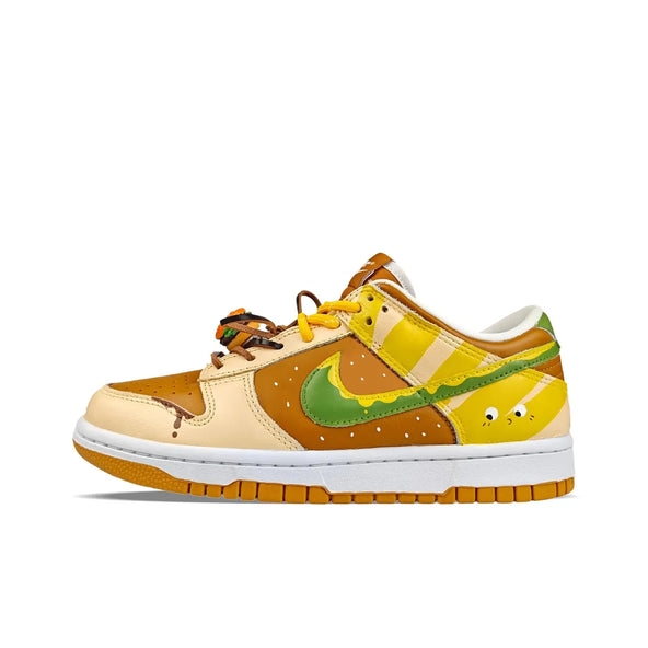 [Custom Mr. Hamburger] Dunk Low Skateboarding Shoes Unisex Brown/Yellow