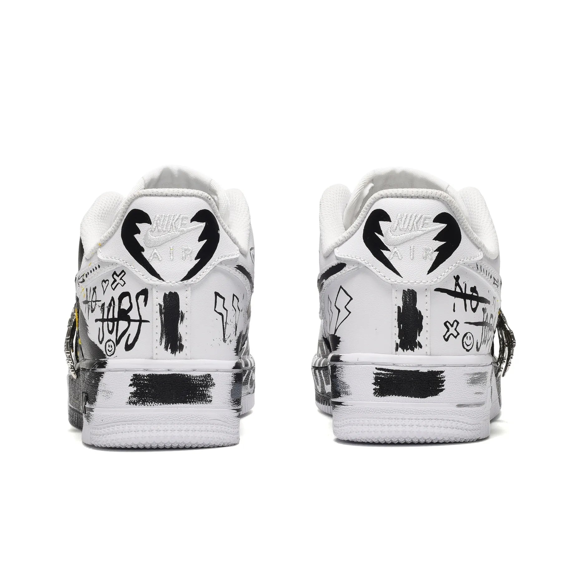 [Customized Ink Wash&Hand-drawn Patterns] Air Force 1 Low-top Shoes Unisex Black and white