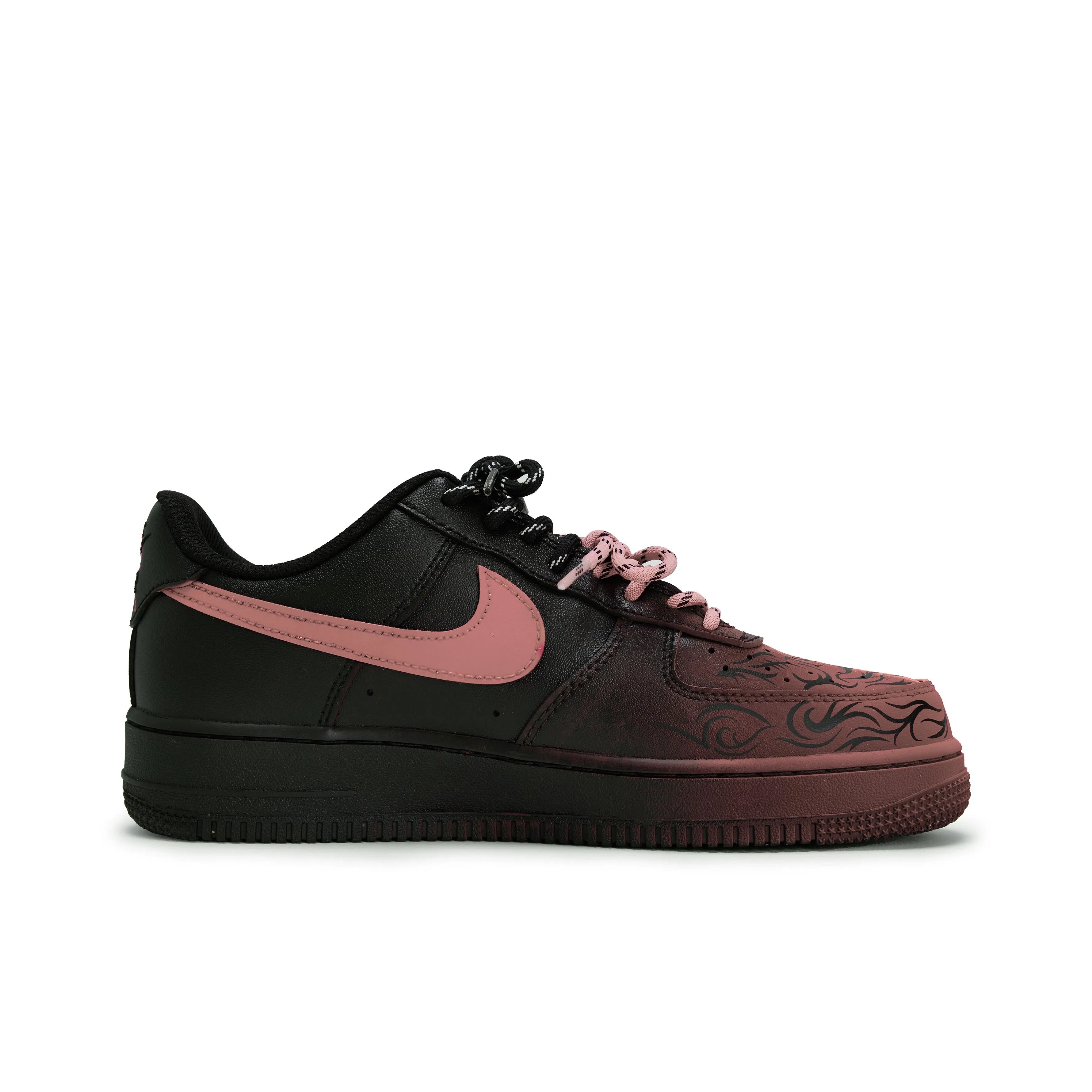 [Custom Graffiti Hand-Painted Floral Pattern Black Tiffany] Air Force 1 Skateboarding Shoes Unisex