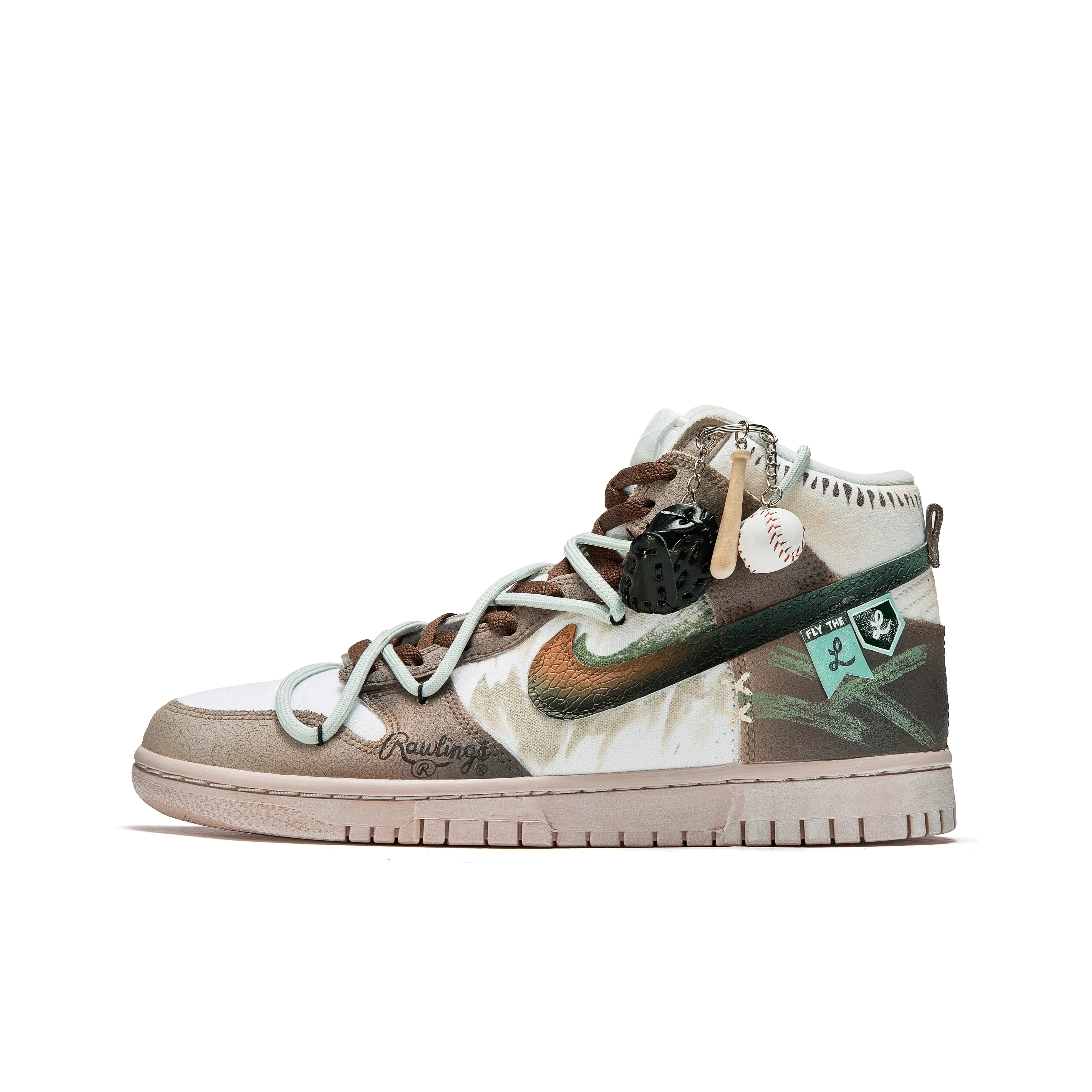[Custom Baseball League] Dunk High-top Skateboarding Shoes Unisex Brown