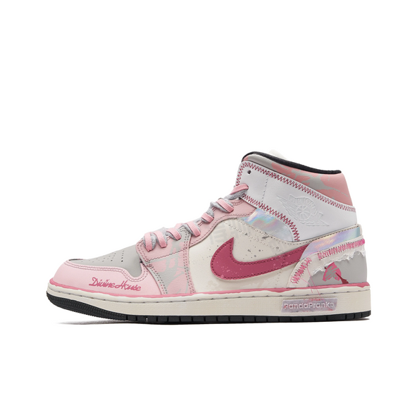 [Custom Flower Dream] Air Jordan 1 High Top Unisex Skateboarding Shoes Pink